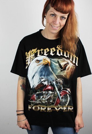 VINTAGE 90S 'FREEDOM FOREVER' MOTORCYCLE ROCK T-SHIRT