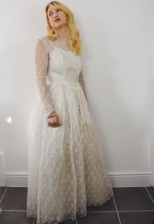 VINTAGE LACE FAIRYTALE HALLOWEEN WEDDING DRESS 50S