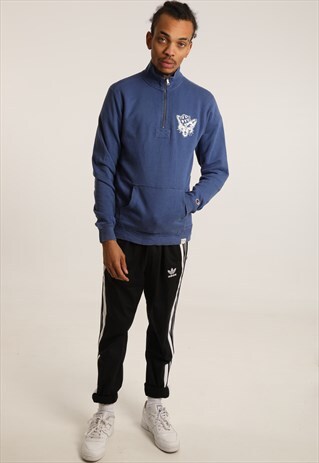 VINTAGE CHAMPION PRINTED LOGO 1/4 ZIP SWEATSHIRT