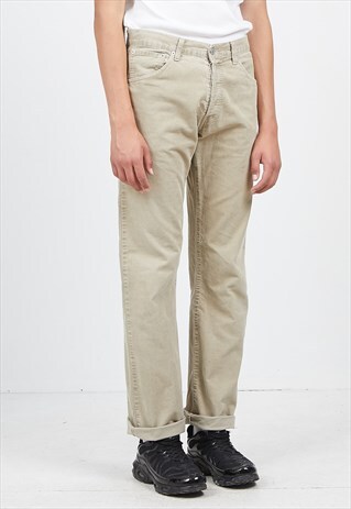 VINTAGE BEIGE LEVI'S 551 FIT CORDUROY TROUSERS BOTTOMS
