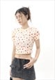 FLORAL CROP TOP FLOWER PRINT T-SHIRT PREPPY TOP IN CREAM