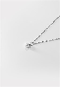 54 Floral Faux Pearl Sphere Pendant Necklace Chain - Silver