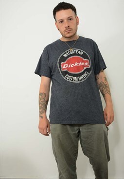 Vintage T-shirt Dickies Grey Faded Logo Size XL 