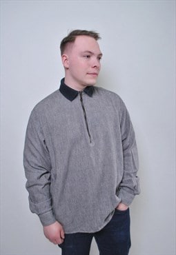 Vintage minimalist zipped up sweatshirt, collared jumper 