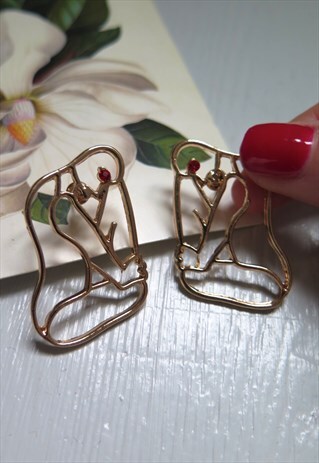 GOLD ABSTRACT ART DECO BODY EARRINGS