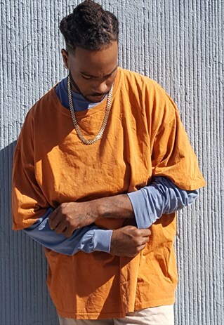 90S SKATER PIGMENT DYED FADED ORANGE SHORT SLEEVE TEE XXL