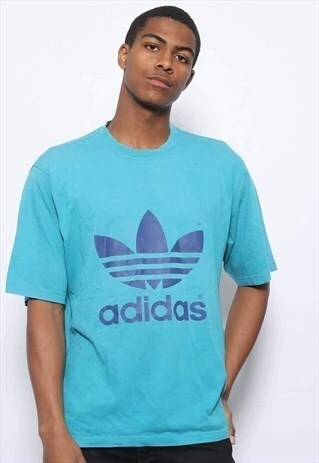 VINTAGE ADIDAS BIG LOGO T-SHIRT BLUE