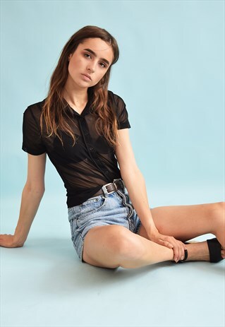 90'S RETRO KITSCH MESH TRANSPARENT TOP