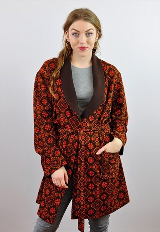 VINTAGE 1970'S ABSTRACT PATTERN BOHO FESTIVAL JACKET
