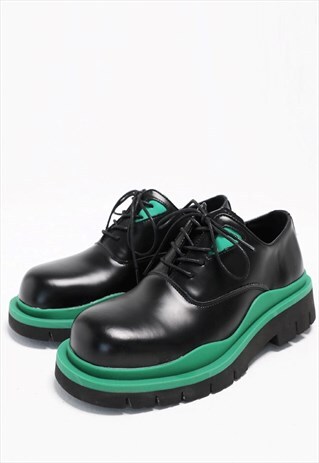 Chunky sole high fashion smart shoes faux leather brogues