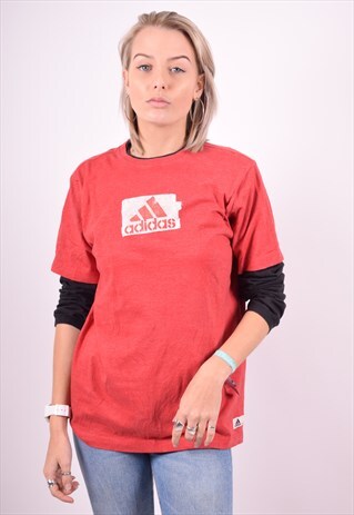 ADIDAS WOMENS VINTAGE TOP LONG SLEEVE XL RED 90'S