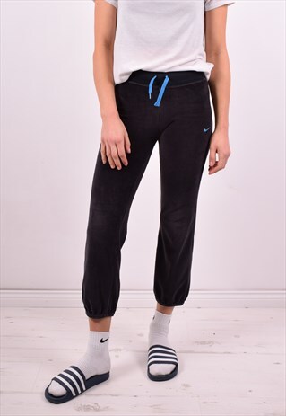 NIKE WOMENS VINTAGE VELVET JOGGERS W26 L26 BLACK 90'S