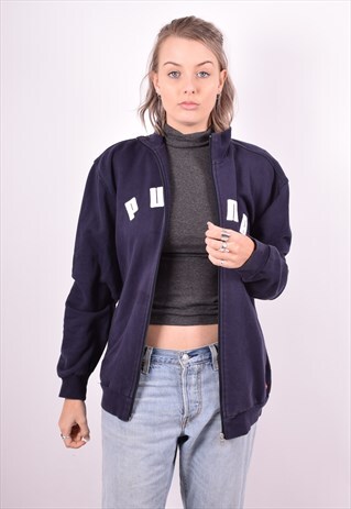 PUMA WOMENS VINTAGE TRACKSUIT TOP JACKET XXL BLUE 90'S