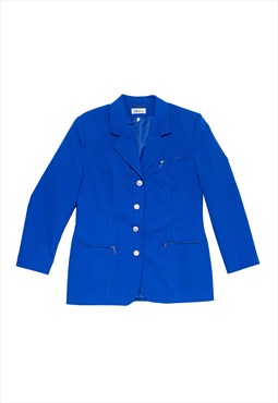  Vintage oversize blue blazer jacket with silver buttons