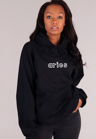 OVERSIZED ARIES STARSIGN HOODIE IN BLACK