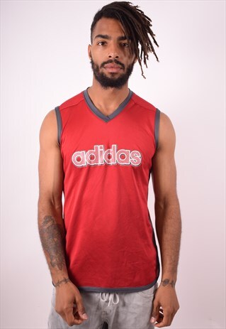 ADIDAS MENS VINTAGE VEST TOP SMALL MAROON 90S