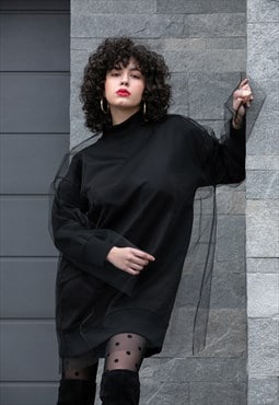 Black Oversized Avant Garde Loose Fit Winter Dress