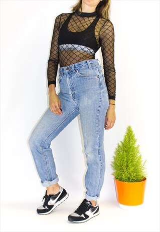 VINTAGE HIGH WAIST 80'S DISTRESSED SLIM FIT JEANS
