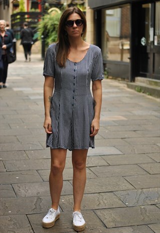 90'S GINGHAM BUTTON UP PLAYSUIT