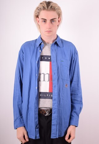 TOMMY HILFIGER MENS VINTAGE SHIRT MEDIUM BLUE 90S
