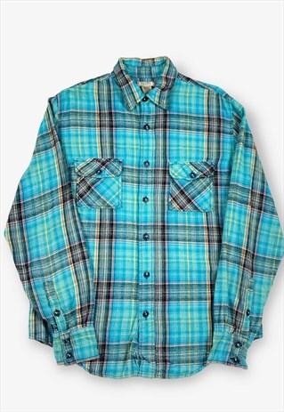 Vintage checked flannel shirt teal blue medium BV16457