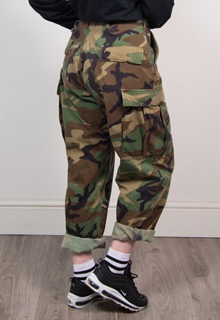 VINTAGE 90'S GREEN GRUNGE ARMY CAMO PANTS TROUSERS