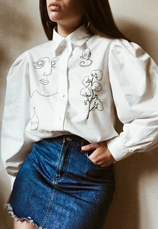 HAND EMBROIDERED WHITE SHIRT