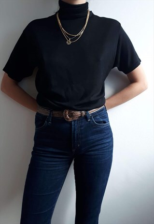SILK SHORT SLEEVE TURTLENECK