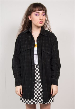 VINTAGE 90'S DARK GREEN CORD CHECK SHIRT
