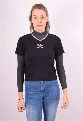 HARD ROCK CAFE WOMENS VINTAGE T-SHIRT TOP LARGE BLACK 90S
