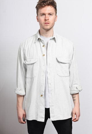 VINTAGE CORDUROY CORD SHIRT WHITE