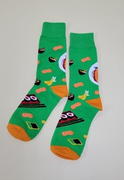 Sushi Pattern Cozy Socks in Green color