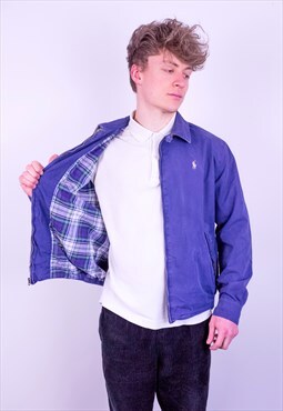 Vintage Ralph Lauren Check Lined Harrington Jacket in Blue L