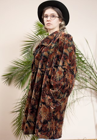 VINTAGE 80S, VELOUR PARKA JACKET WITH LIGHT FILLING