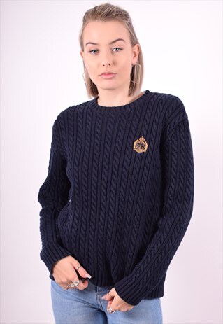 RALPH LAUREN WOMENS VINTAGE JUMPER SWEATER LARGE BLUE 90'S