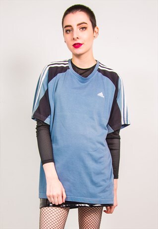 ADIDAS VINTAGE 90'S GREY BLUE SHORT SLEEVE T-SHIRT
