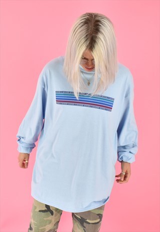 G&G UNISEX BB/BLUE CHUNKY RAINBOW L/S TEE