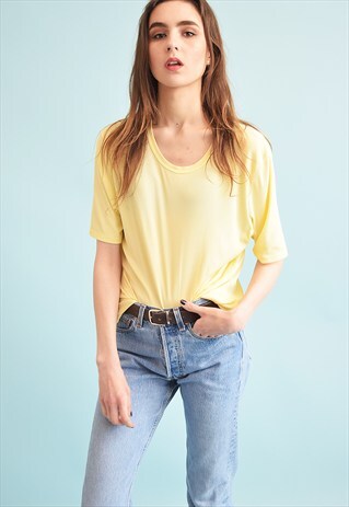90'S RETRO PASTEL RIBBED OVERSIZED T-SHIRT TOP TEE