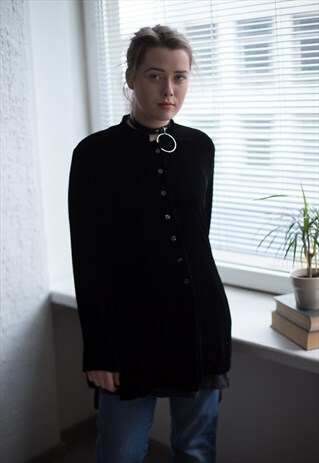 VINTAGE 80'S BLACK VELVET SHIRT