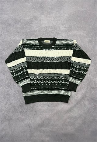 VINTAGE KNITTED JUMPER ABSTRACT PATTERNED KNIT SWEATER