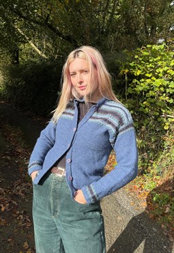 Vintage Cute Knitted Laura Ashley Patterned Cottage Cardigan