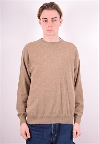GANT MENS VINTAGE JUMPER SWEATER MEDIUM BROWN 90S