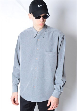 VINTAGE 90S GREY MINIMALIST LONG SLEEVE SHIRT