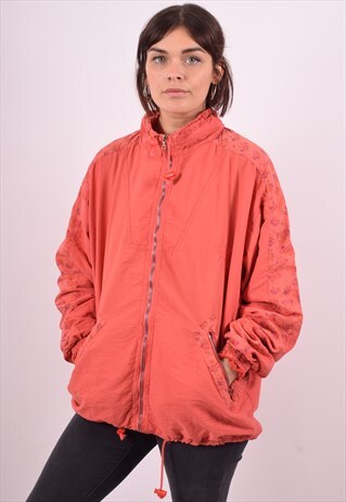 WOMENS VINTAGE TRACKSUIT TOP JACKET XXL ORANGE 90S