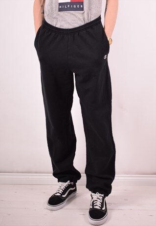 CHAMPION MENS VINTAGE TRACKSUIT TROUSERS LARGE BLACK 90S