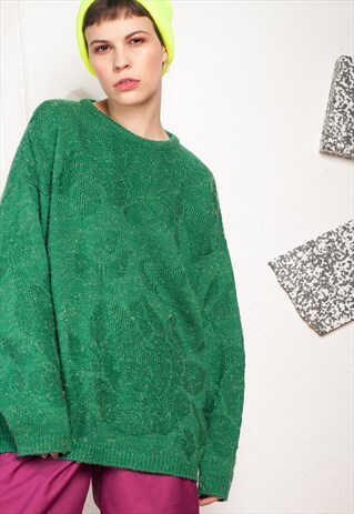 90S VINTAGE GREEN KNIT JUMPER