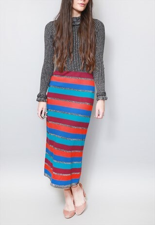 VINTAGE STYLE STUNNING METALLIC STRIPED MAXI DRESS