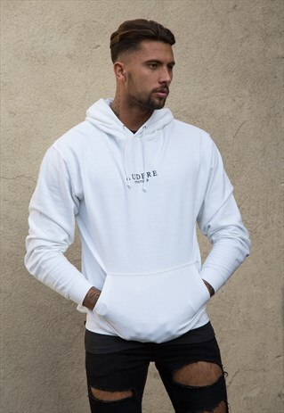 WHITE EMBROIDERED HOODIE
