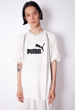 VINTAGE 90S PUMA BEIGE T-SHIRT ID:A195