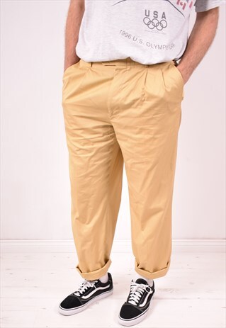 BURBERRY MENS VINTAGE TROUSERS W36 L28 BEIGE 90S